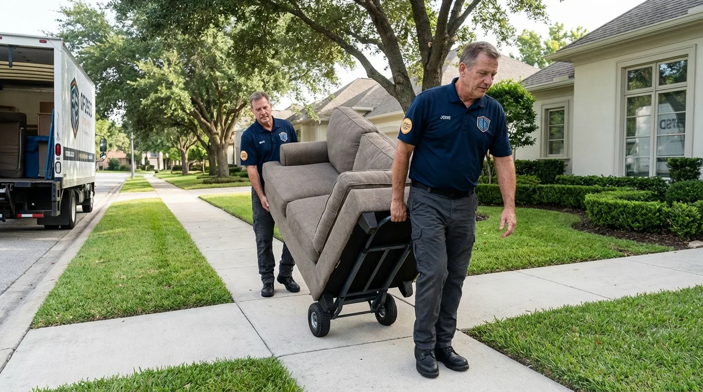 Local residential moving crew loading furniture in El Dorado Hills, CA