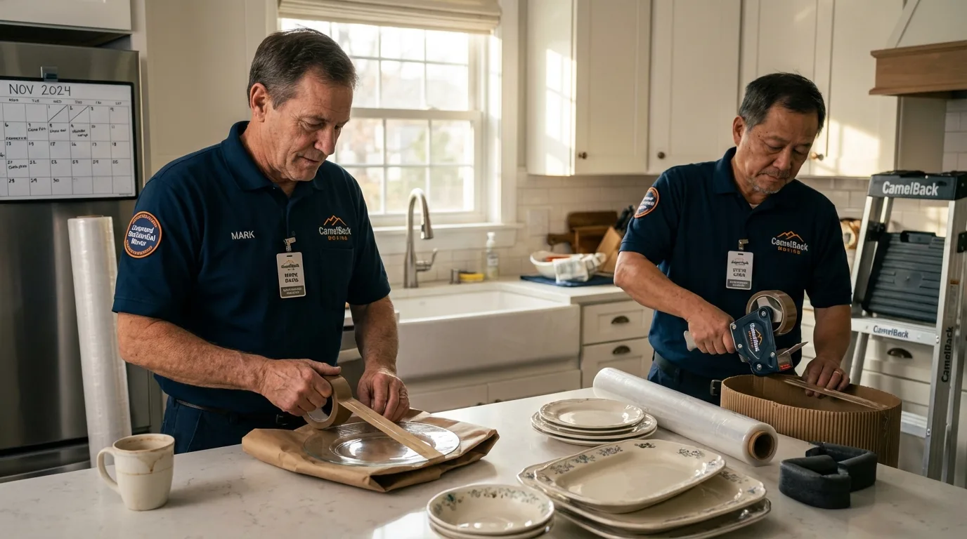 Professional crew packing kitchen dishware in El Dorado Hills, CA